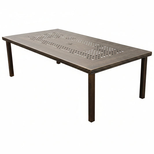 Modern Outdoor Mesh Lattice Aluminum 95-In Bronze Large Rectangular Patio Eight Arm Chairs Dining Set
