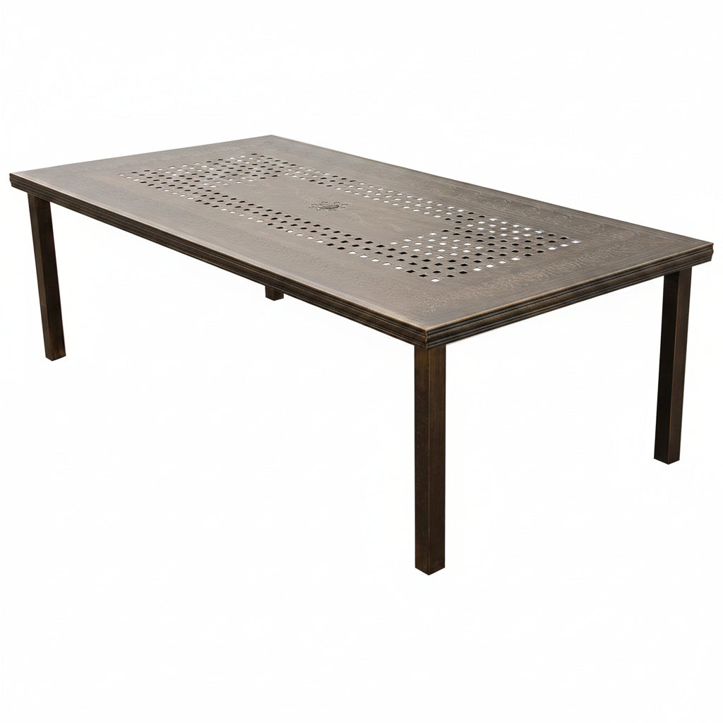 Modern Outdoor Mesh Lattice Aluminum 95-In Bronze Large Rectangular Patio Eight Arm Chairs Dining Set