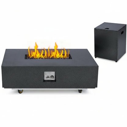 36 Inch Propane Fire Pit Table with Wind Guard and Rain Cover, Glass Beads, Sturdy Steel Anti-Rust Finish, CSA Safety Certified Outdoor Firepit for Patio Yard Garden-Black