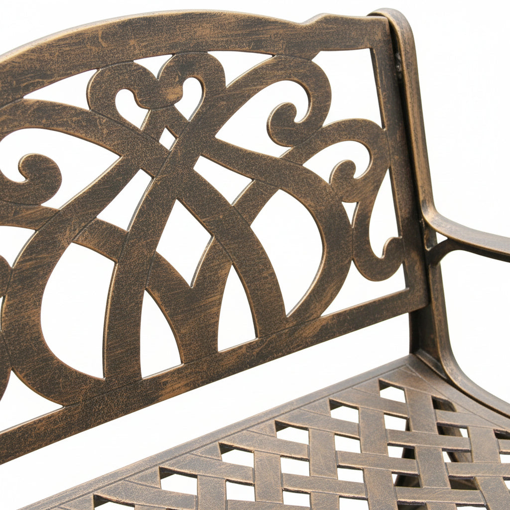 Modern Outdoor Mesh Lattice Aluminum 95-In Bronze Large Rectangular Patio Eight Arm Chairs Dining Set